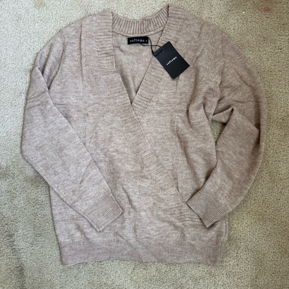 Soft Surroundings Women's V-Neck Sweater - Tan